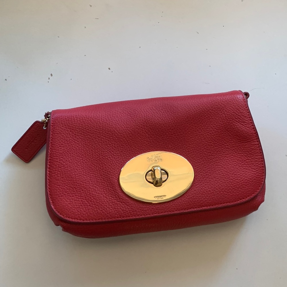COACH Red Pebble Leather Crossbody